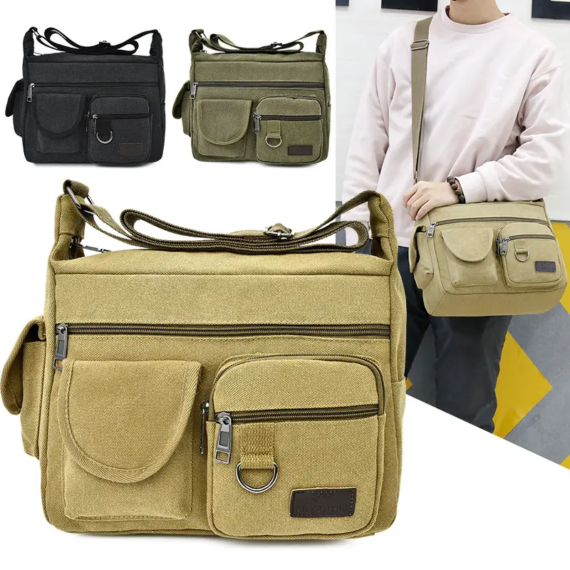 Extra Large Canvas Bag Men's Travel Tool Bag Olive Green - Image 6