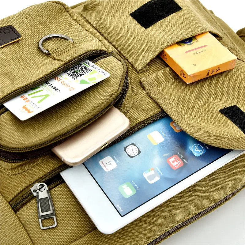 Extra Large Canvas Bag Men's Travel Tool Bag Olive Green - Image 7
