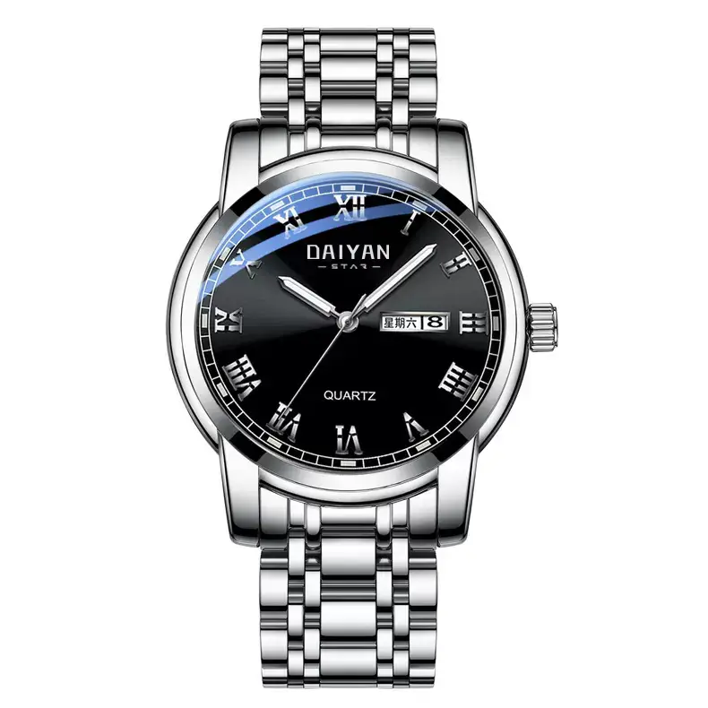 Stainless Steel Quartz Watch with Double Calendar - Image 2