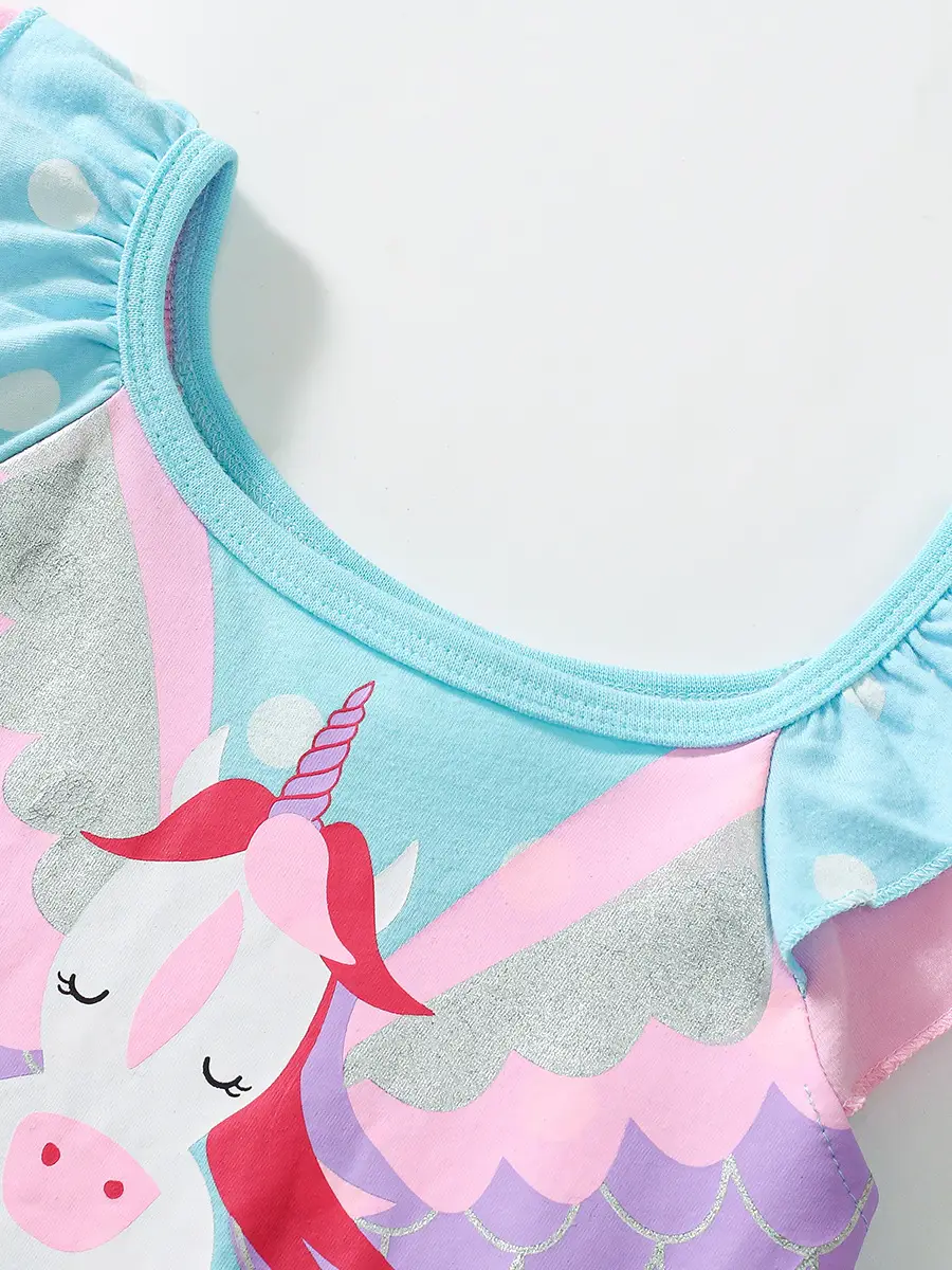 Little Unicorn Dress for Girls Summer Cotton Cross-border - Image 3