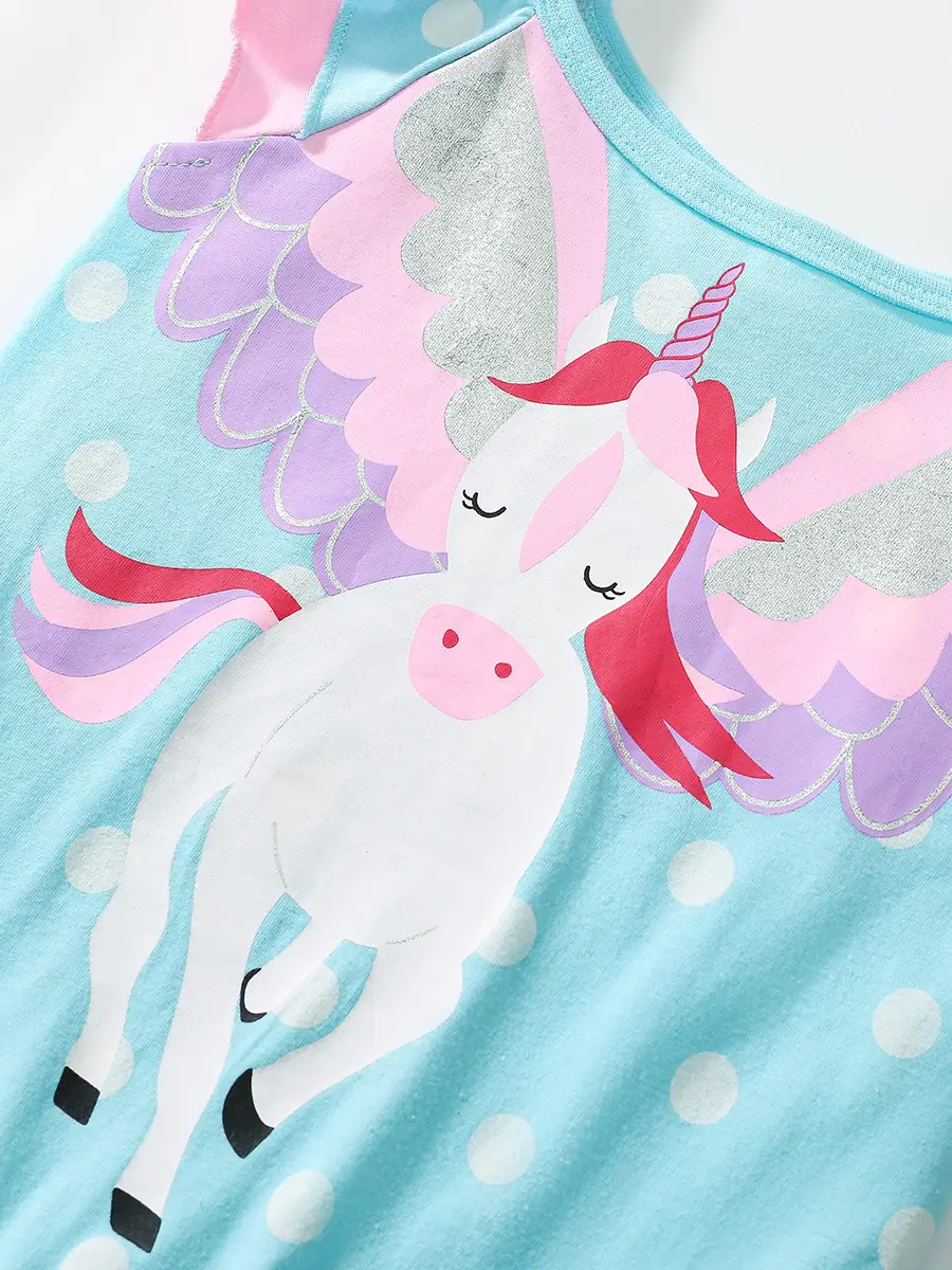Little Unicorn Dress for Girls Summer Cotton Cross-border - Image 4