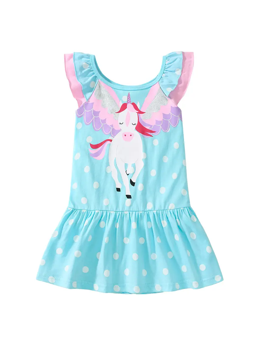 Little Unicorn Dress for Girls Summer Cotton Cross-border - Image 6