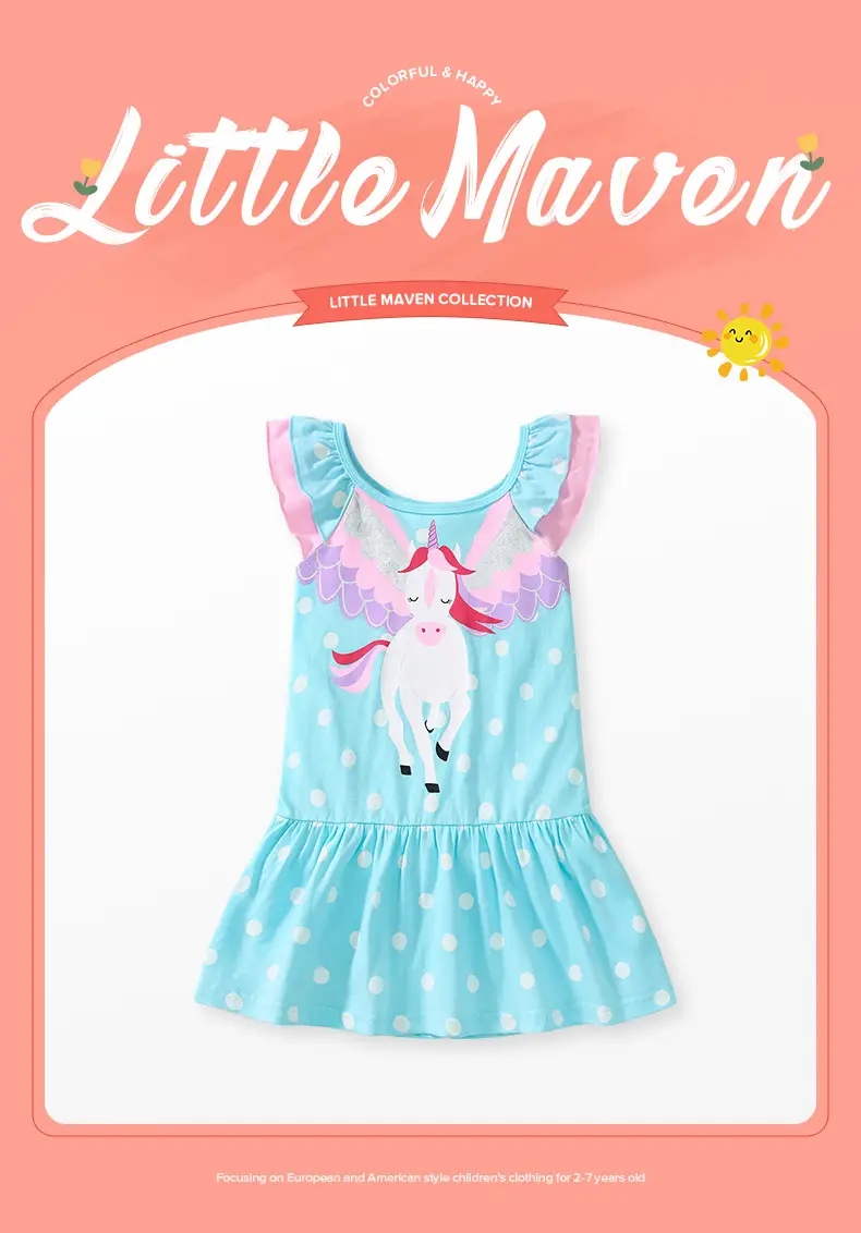 Little Unicorn Dress for Girls Summer Cotton Cross-border — feature 2