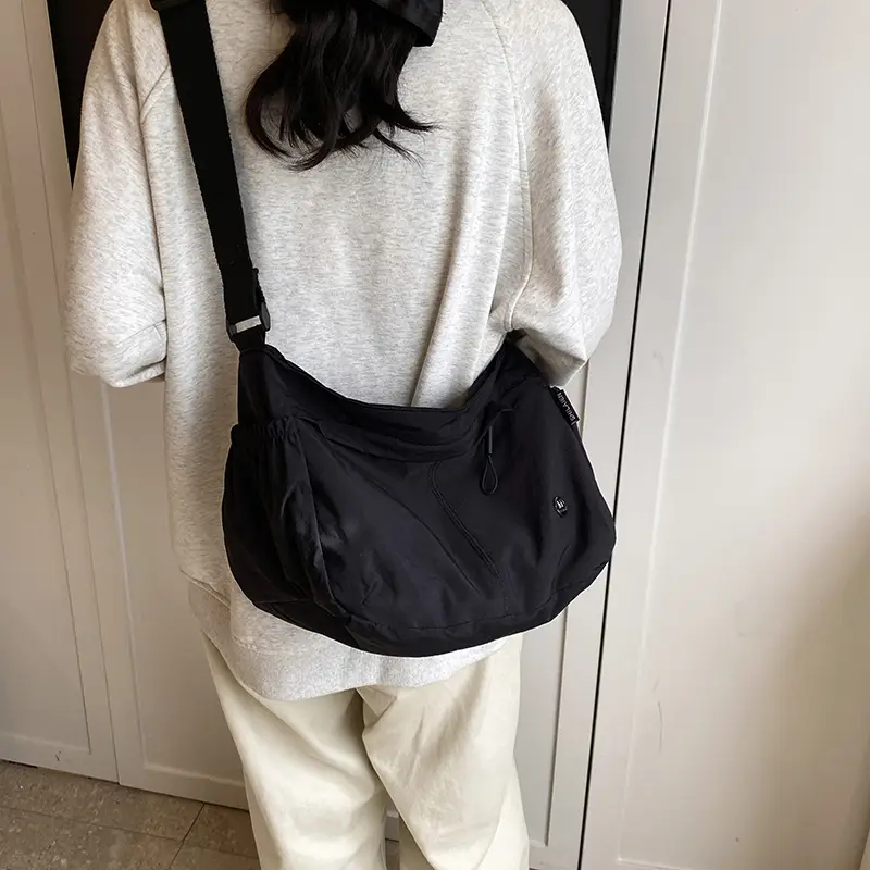 Korean Style Crossbody Bag Beige Nylon Large Capacity