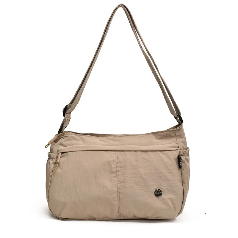 Korean Style Crossbody Bag Beige Nylon Large Capacity