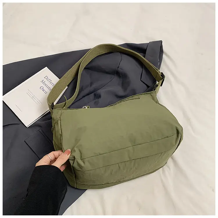 Korean Style Crossbody Bag Beige Nylon Large Capacity — feature 17