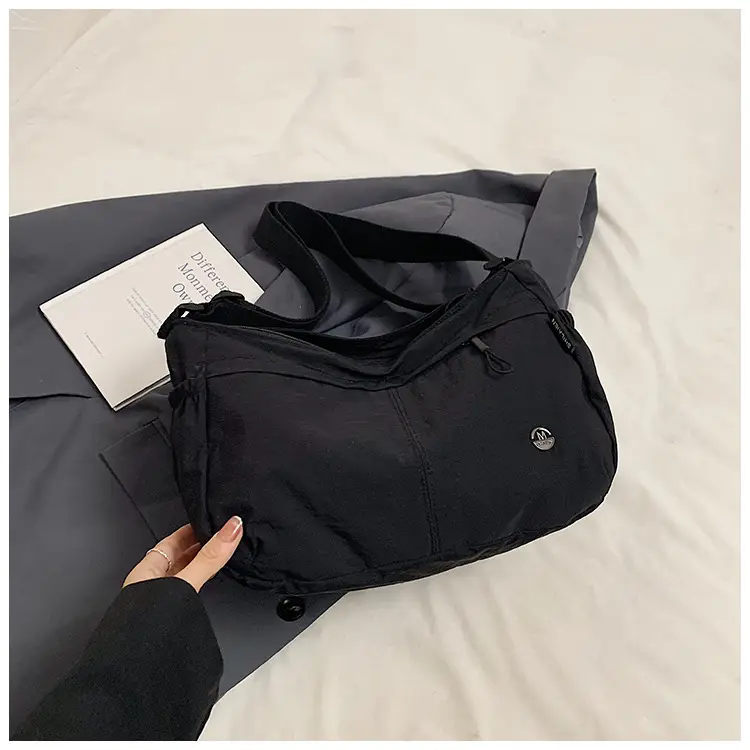 Korean Style Crossbody Bag Beige Nylon Large Capacity — feature 18