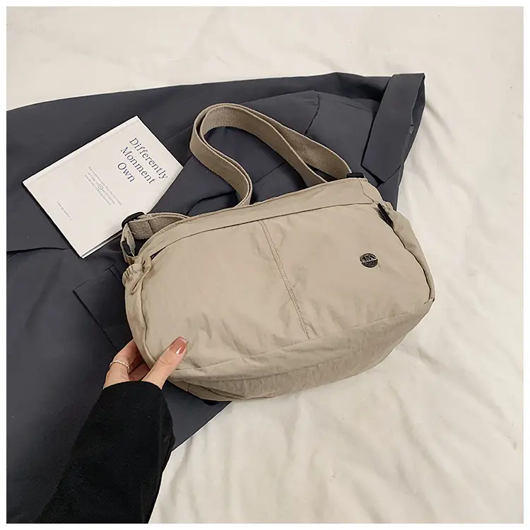 Korean Style Crossbody Bag Beige Nylon Large Capacity — feature 20
