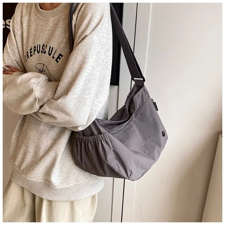 Korean Style Crossbody Bag Beige Nylon Large Capacity — feature 22