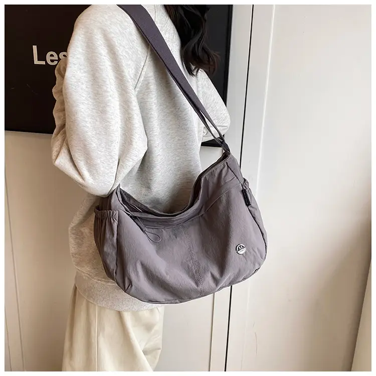 Korean Style Crossbody Bag Beige Nylon Large Capacity — feature 23