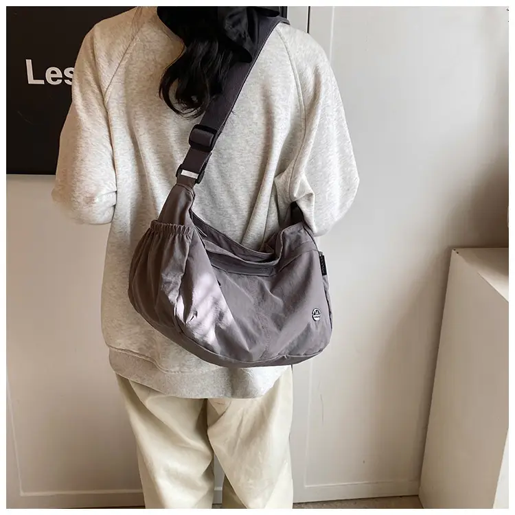Korean Style Crossbody Bag Beige Nylon Large Capacity — feature 26