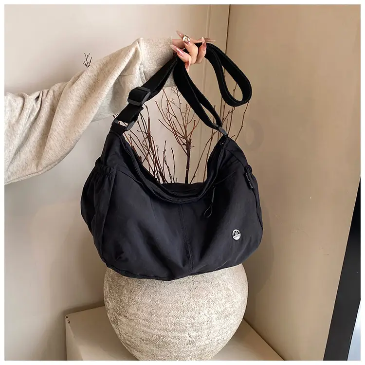 Korean Style Crossbody Bag Beige Nylon Large Capacity — feature 27
