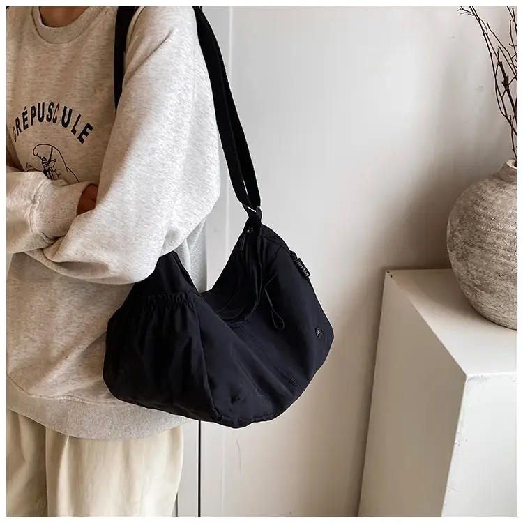 Korean Style Crossbody Bag Beige Nylon Large Capacity — feature 28