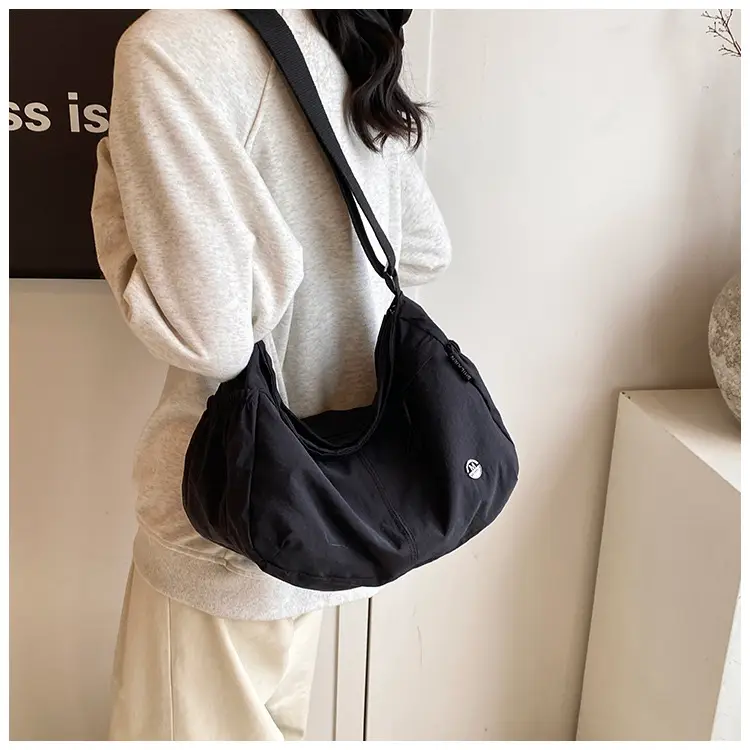 Korean Style Crossbody Bag Beige Nylon Large Capacity — feature 29