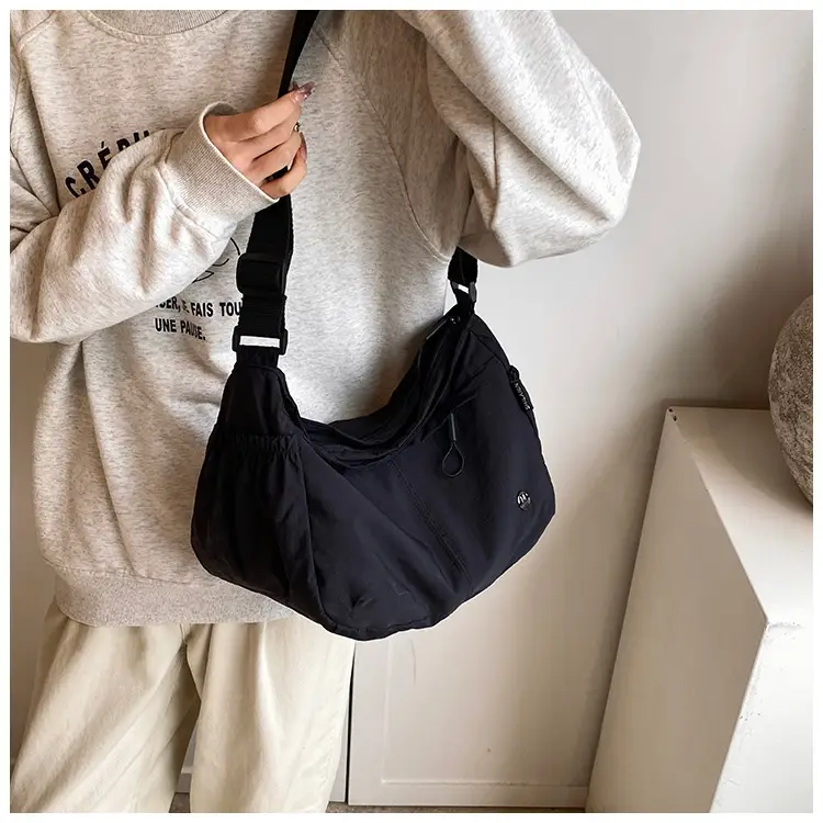 Korean Style Crossbody Bag Beige Nylon Large Capacity — feature 30