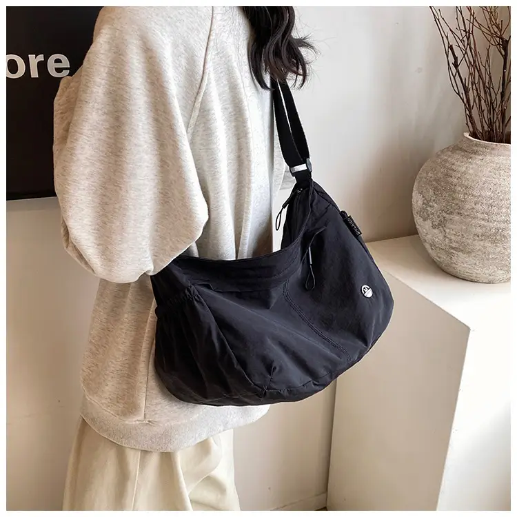 Korean Style Crossbody Bag Beige Nylon Large Capacity — feature 31
