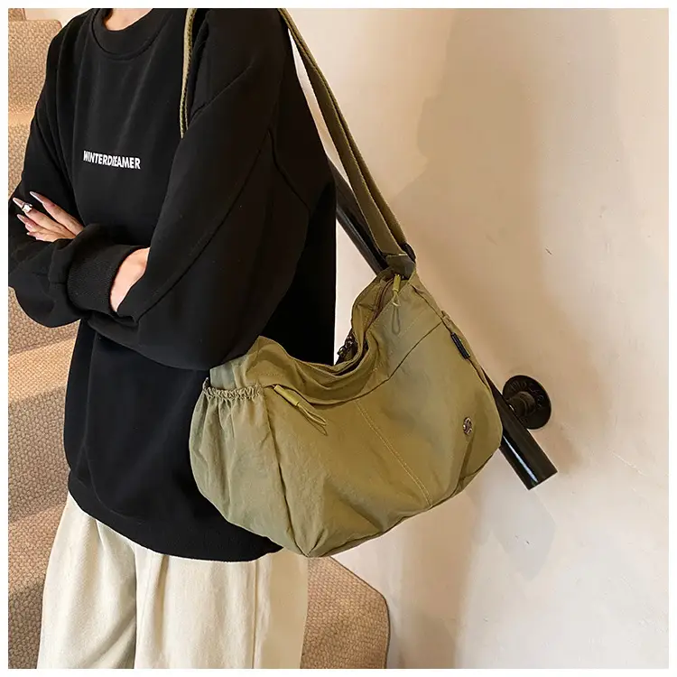 Korean Style Crossbody Bag Beige Nylon Large Capacity — feature 33