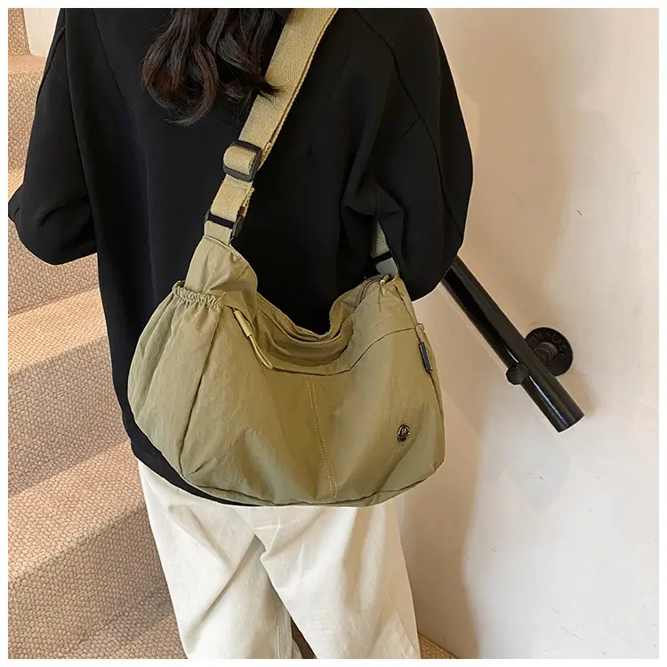 Korean Style Crossbody Bag Beige Nylon Large Capacity — feature 34