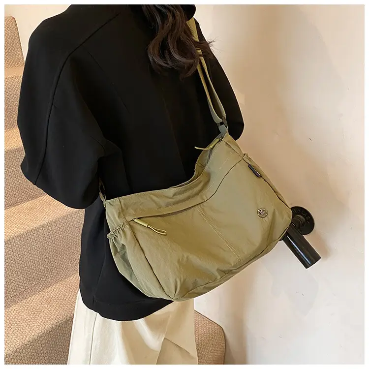 Korean Style Crossbody Bag Beige Nylon Large Capacity — feature 35
