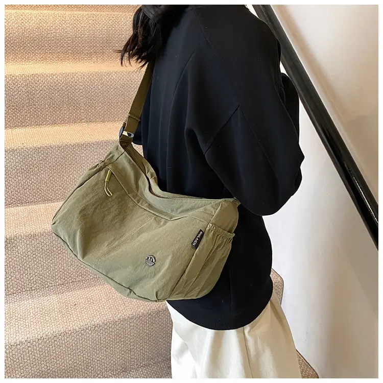 Korean Style Crossbody Bag Beige Nylon Large Capacity — feature 36