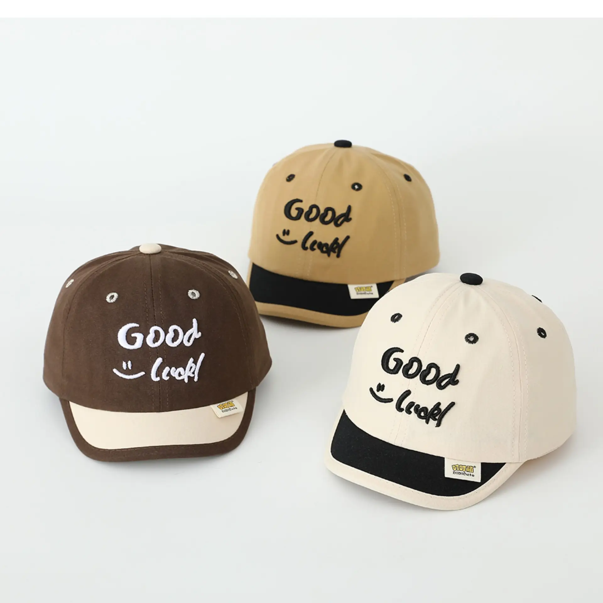 Brown "Good Luck" Baby Cap for Kids — feature 4