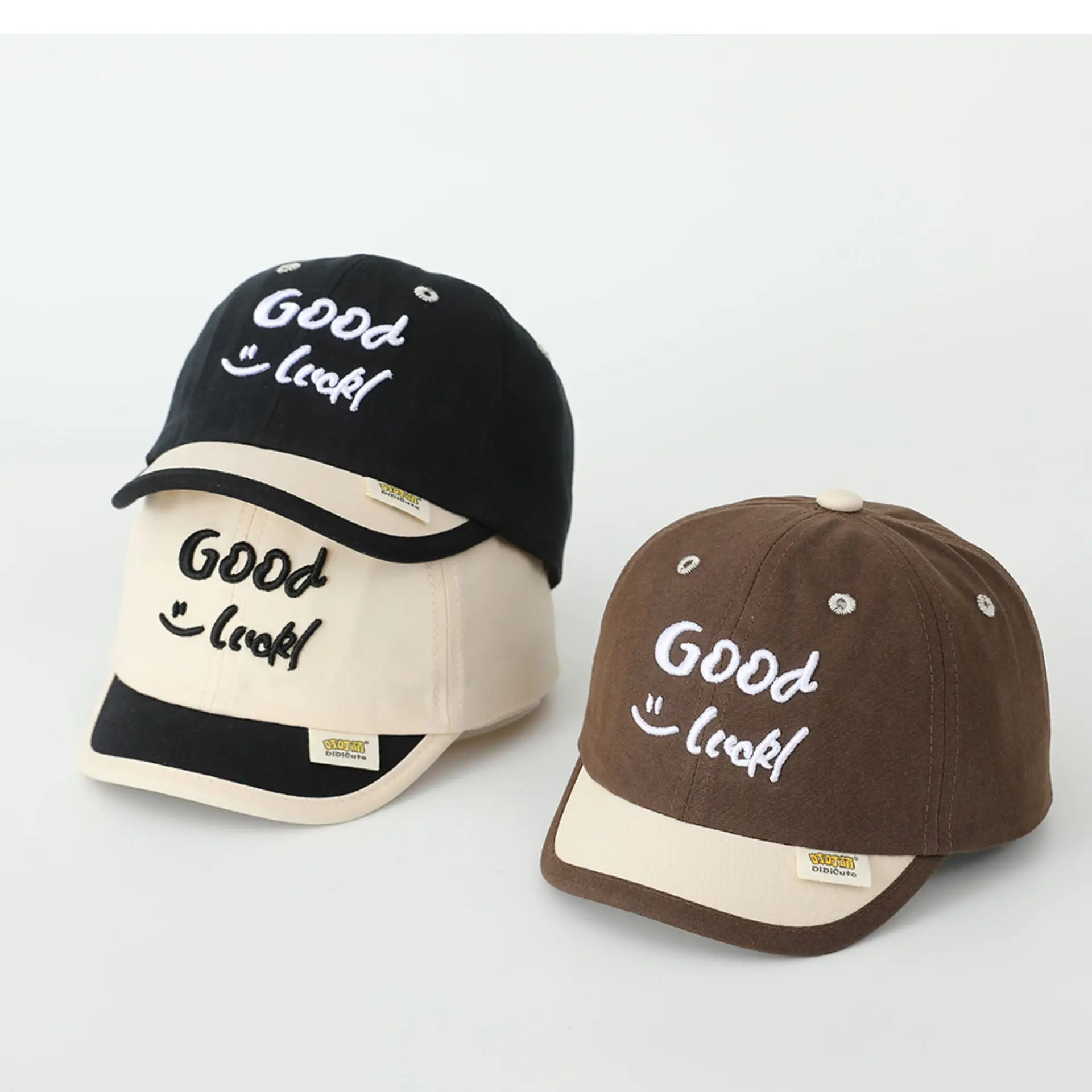 Brown "Good Luck" Baby Cap for Kids — feature 5