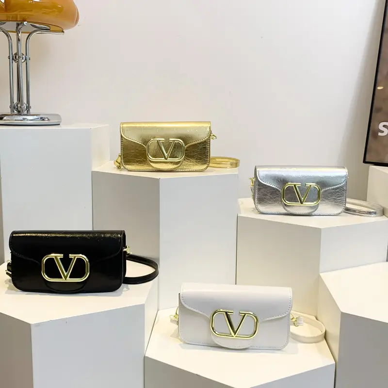 Silver V-Logo Shoulder Bag for Women 2024 - Image 8
