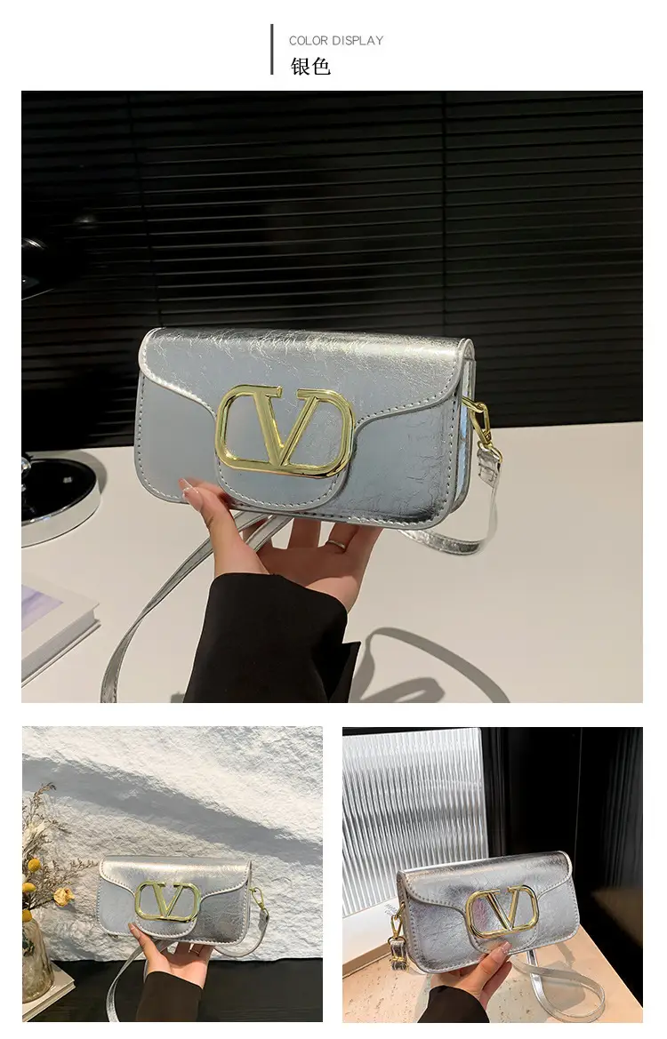 Silver V-Logo Shoulder Bag for Women 2024 — feature 13