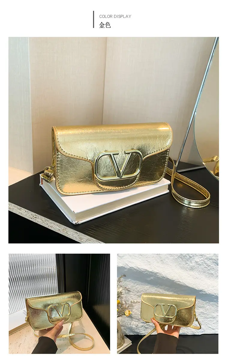 Silver V-Logo Shoulder Bag for Women 2024 — feature 14