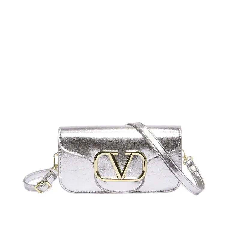 Silver V-Logo Shoulder Bag for Women 2024 - Image 4