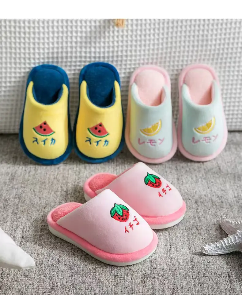 Winter children's cotton slippers for boys and girls warm non-slip thick-soled fleece-lined home children's baby Mao Mao cotton slippers — feature 2