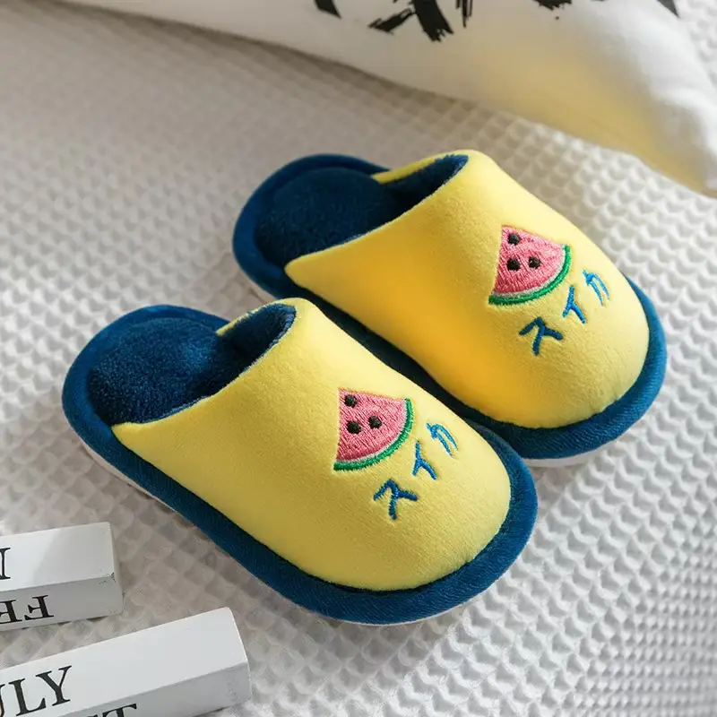 Winter children's cotton slippers for boys and girls warm non-slip thick-soled fleece-lined home children's baby Mao Mao cotton slippers