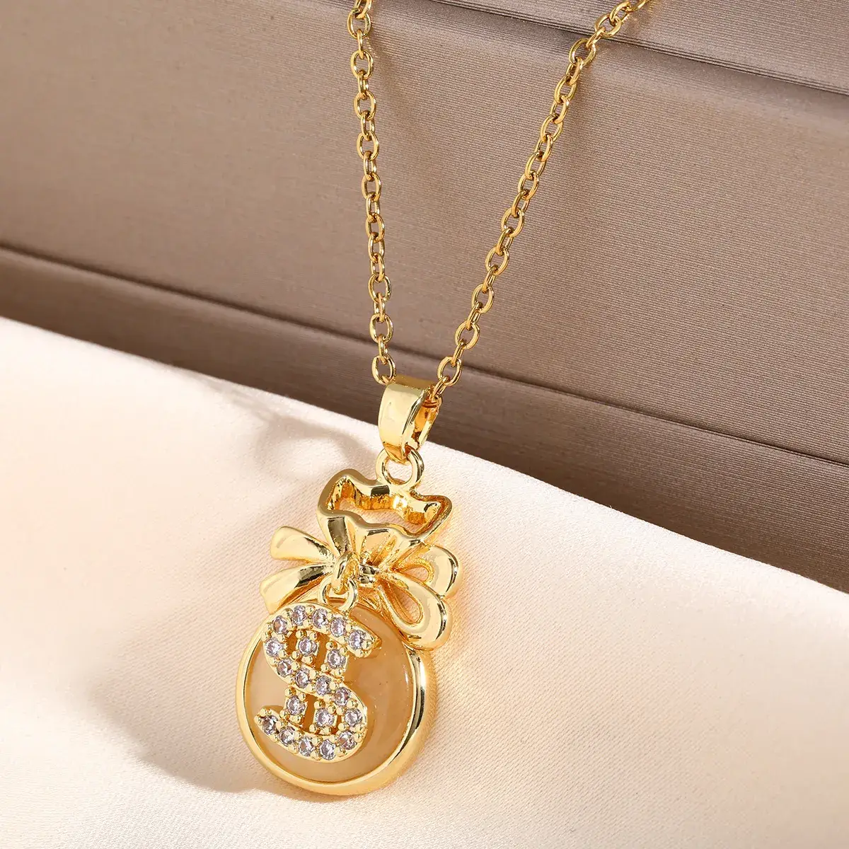 Titanium Necklace with Green Jade Pendant for Women
