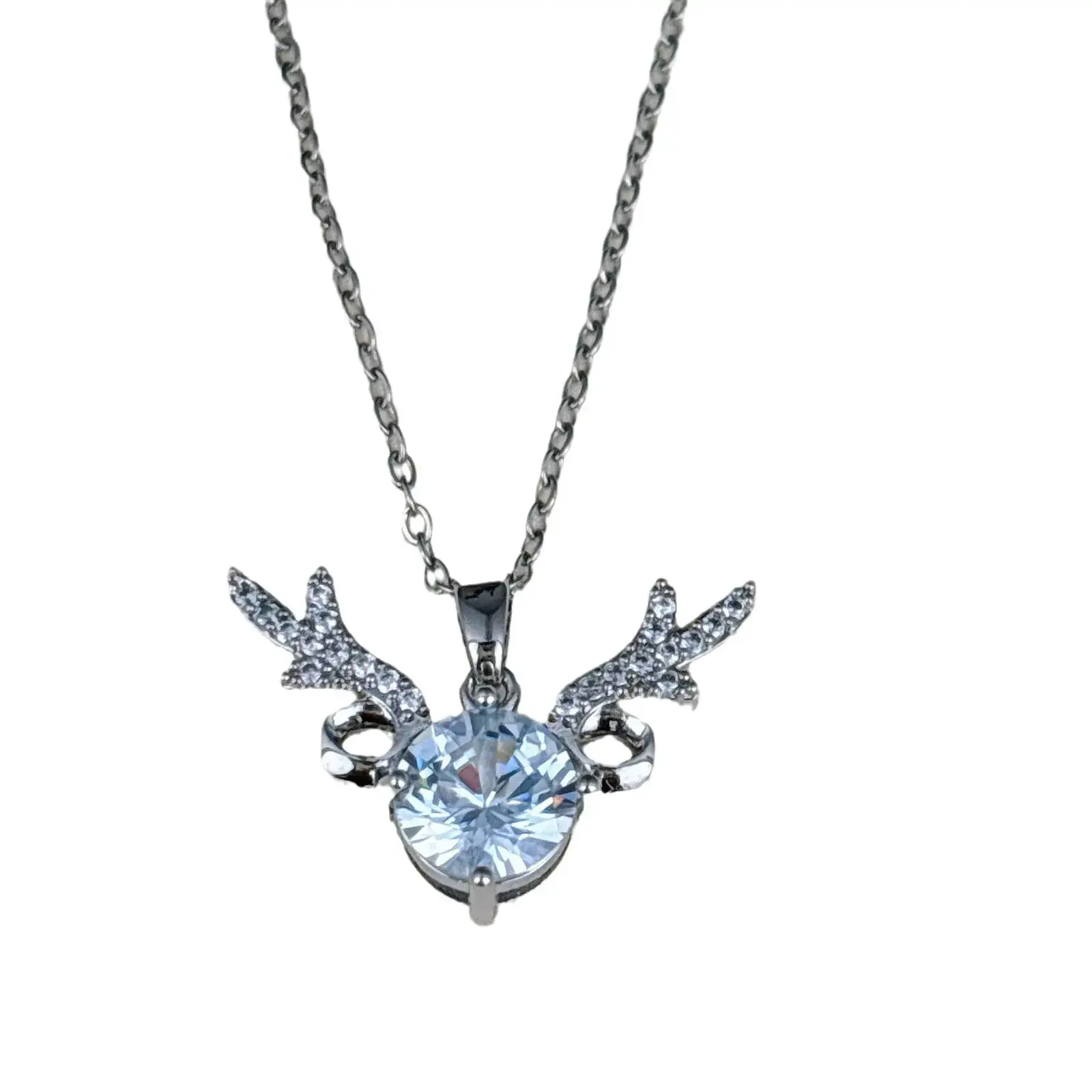 Titanium Necklace with Green Jade Pendant for Women