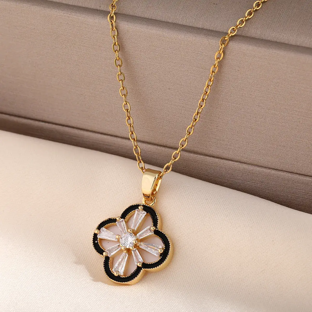 Titanium Necklace with Green Jade Pendant for Women