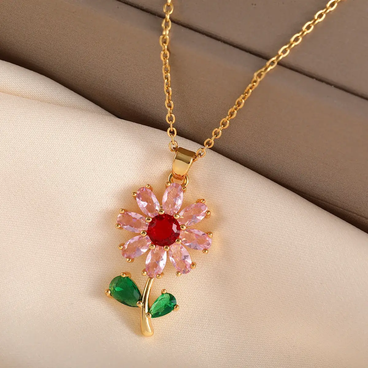 Titanium Necklace with Green Jade Pendant for Women