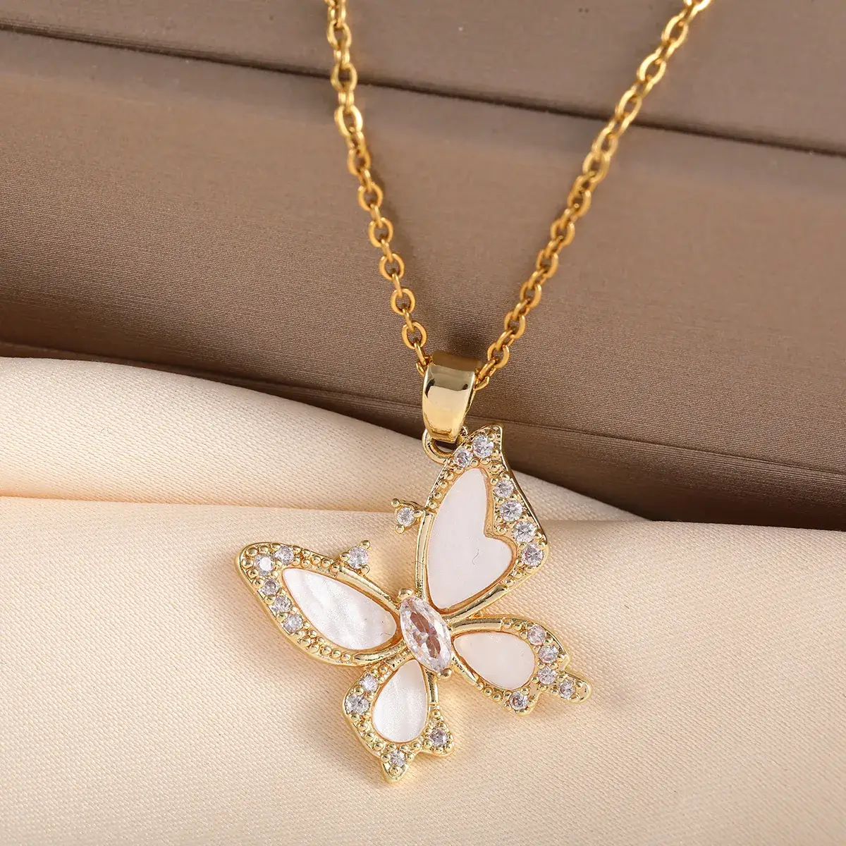 Titanium Necklace with Green Jade Pendant for Women