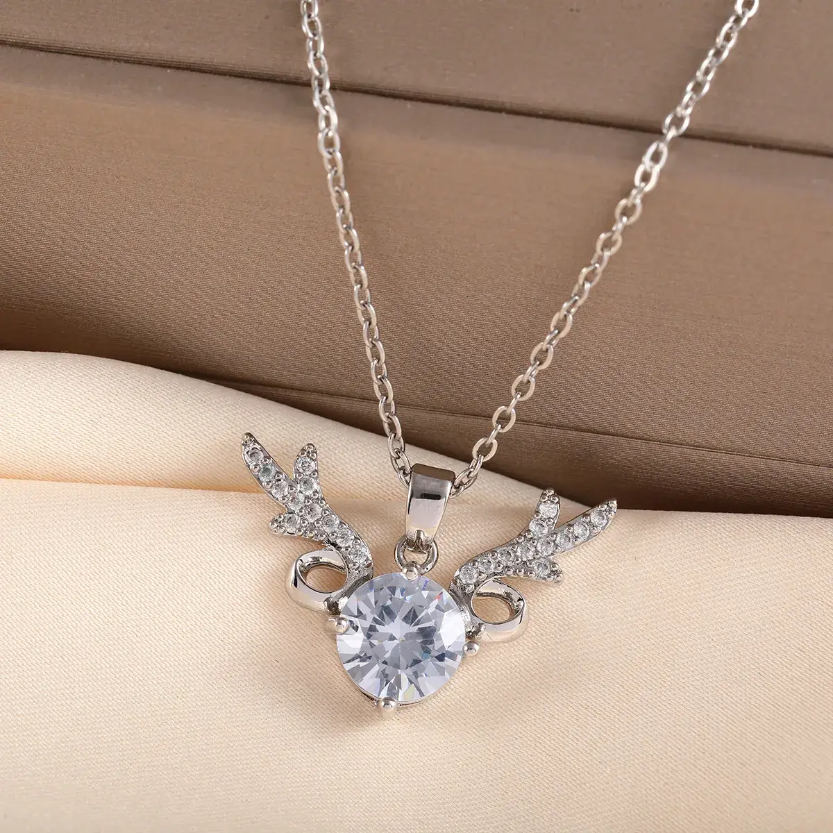 Titanium Necklace with Green Jade Pendant for Women