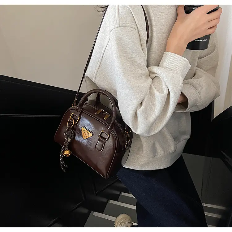 Women Retro Brown Shoulder Crossbody Bowling Bag 2026 — feature 24