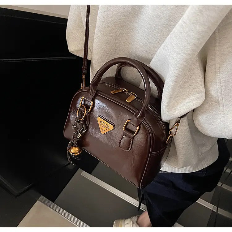 Women Retro Brown Shoulder Crossbody Bowling Bag 2026 — feature 25