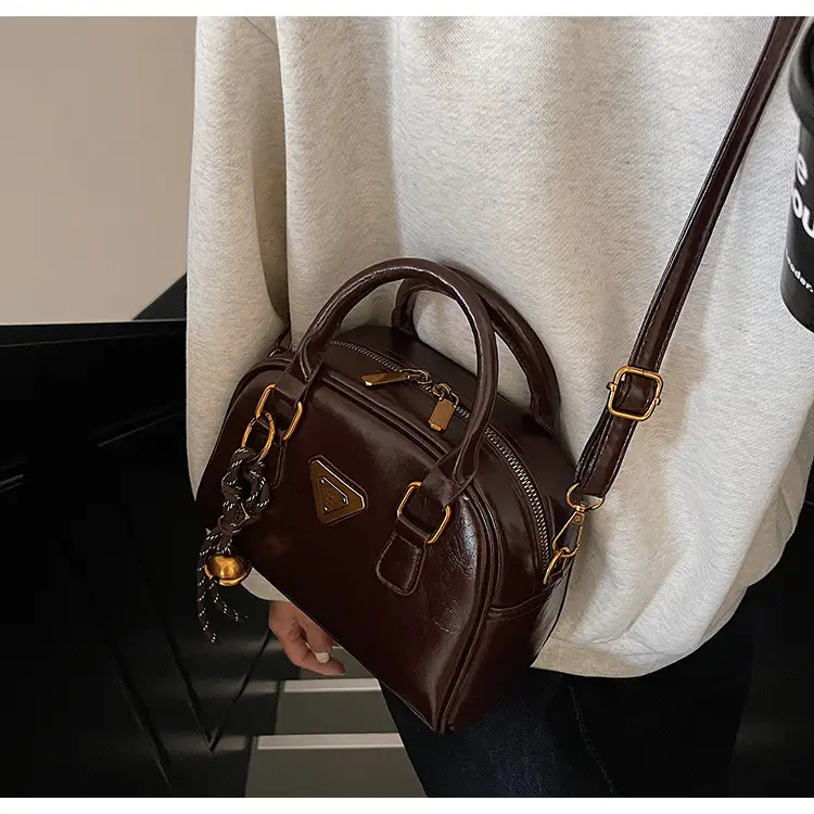 Women Retro Brown Shoulder Crossbody Bowling Bag 2026 — feature 27
