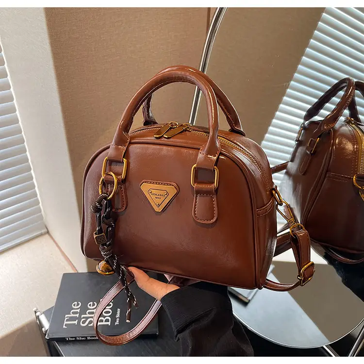 Women Retro Brown Shoulder Crossbody Bowling Bag 2026 — feature 28