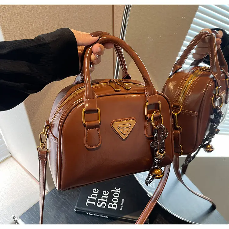 Women Retro Brown Shoulder Crossbody Bowling Bag 2026 — feature 32