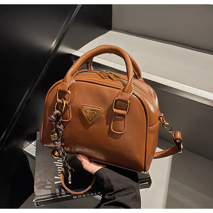 Women Retro Brown Shoulder Crossbody Bowling Bag 2026 — feature 33