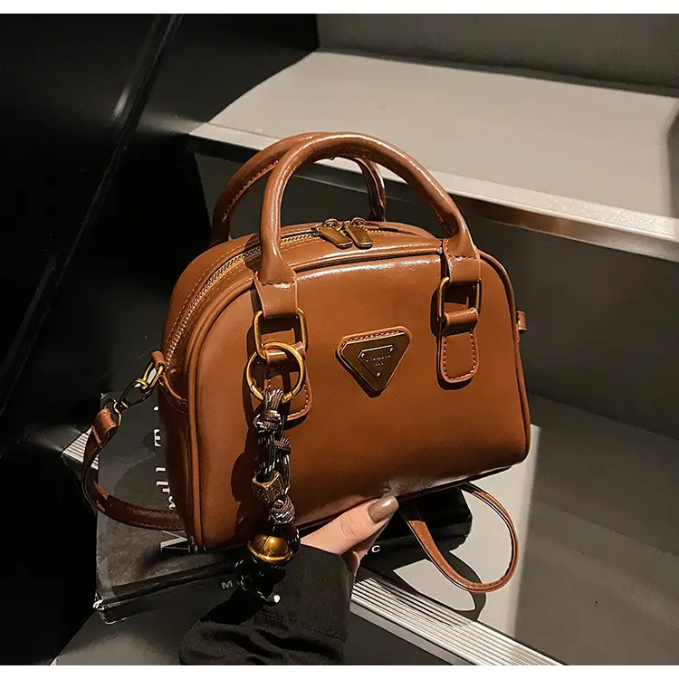 Women Retro Brown Shoulder Crossbody Bowling Bag 2026 — feature 34