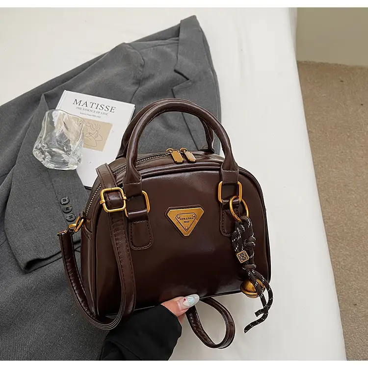 Women Retro Brown Shoulder Crossbody Bowling Bag 2026 — feature 44