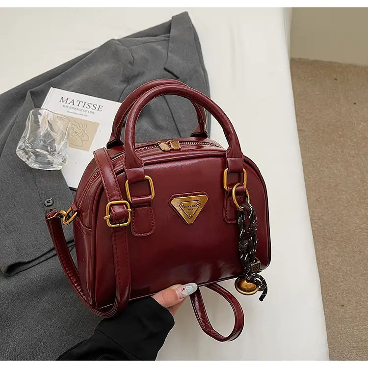 Women Retro Brown Shoulder Crossbody Bowling Bag 2026 — feature 45
