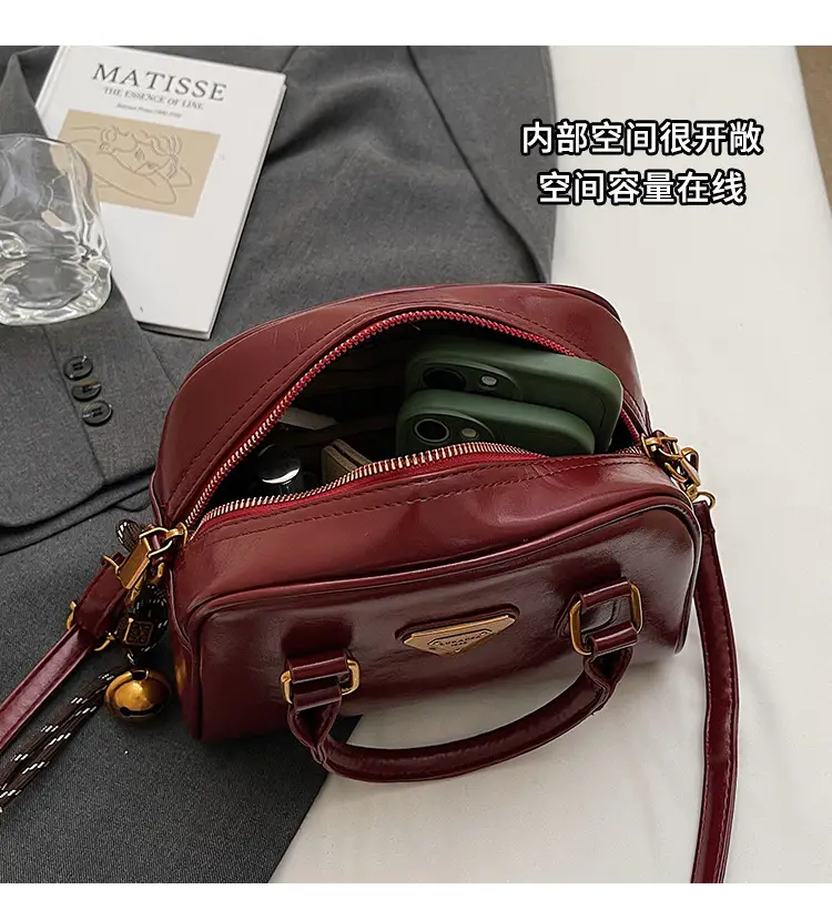 Women Retro Brown Shoulder Crossbody Bowling Bag 2026 — feature 7