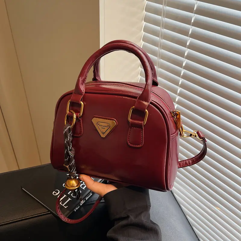 Women Retro Brown Shoulder Crossbody Bowling Bag 2026 - Image 3