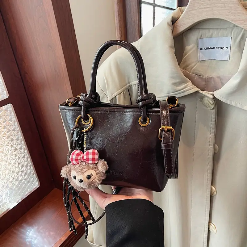 Red Crossbody Bag for Women with Doll Charm - Image 4